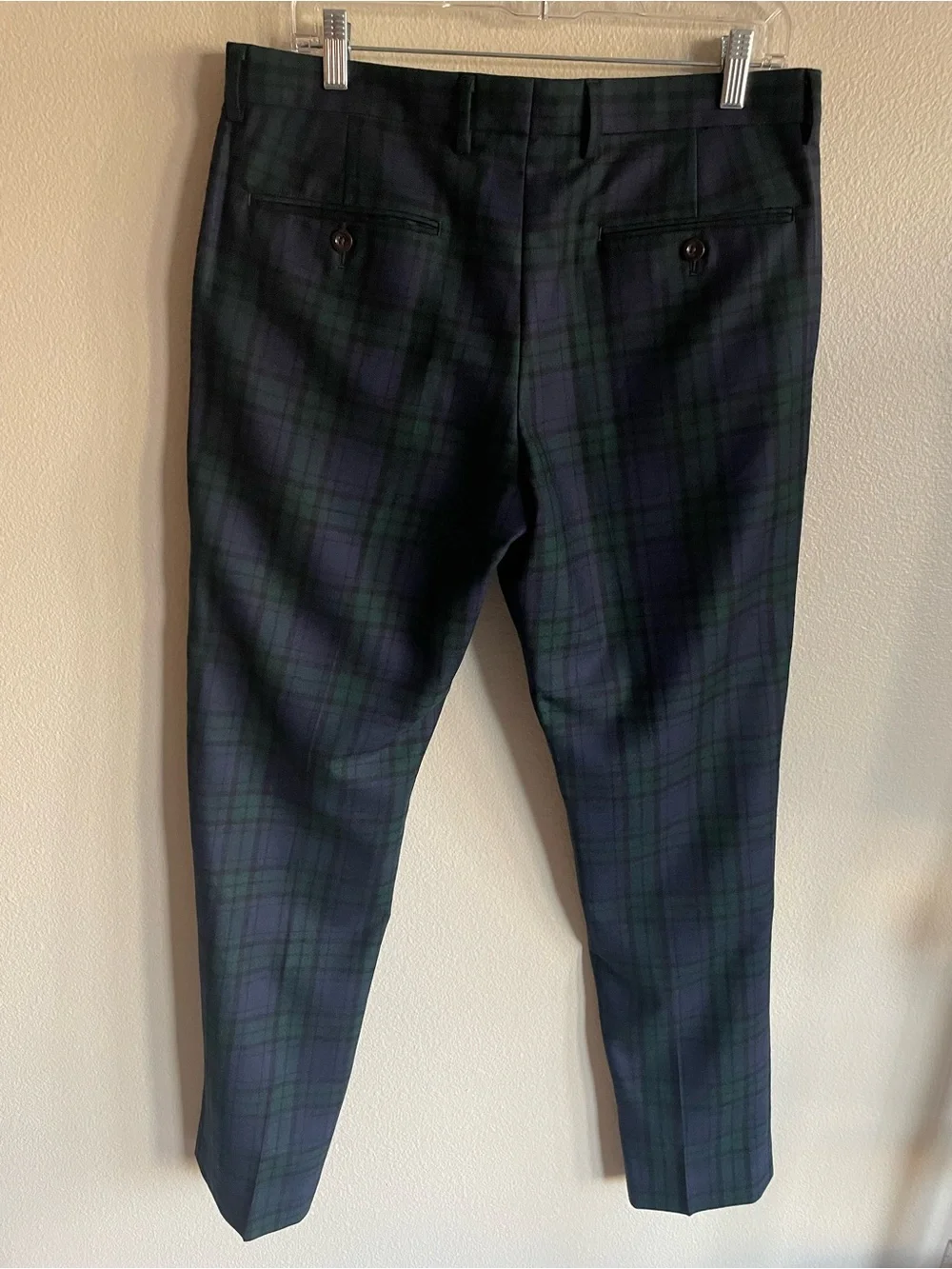 J. Crew Bowery - Navy & Green Plaid Tailored Dress Pants Wool size men’s 32/32